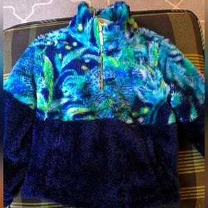 Lilly Pulitzer 2/3 Kids Sherpa Pullover - Blue and Green